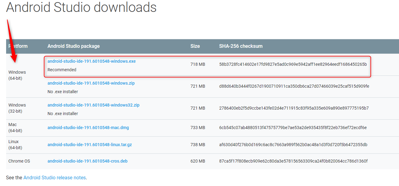 Android Studio para Windows. Descarga
