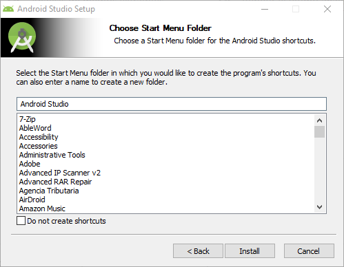 android studio. Instalador