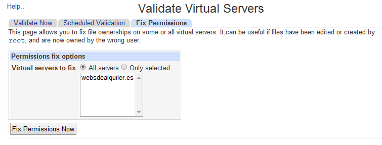 Virtualmin - Fix Permission