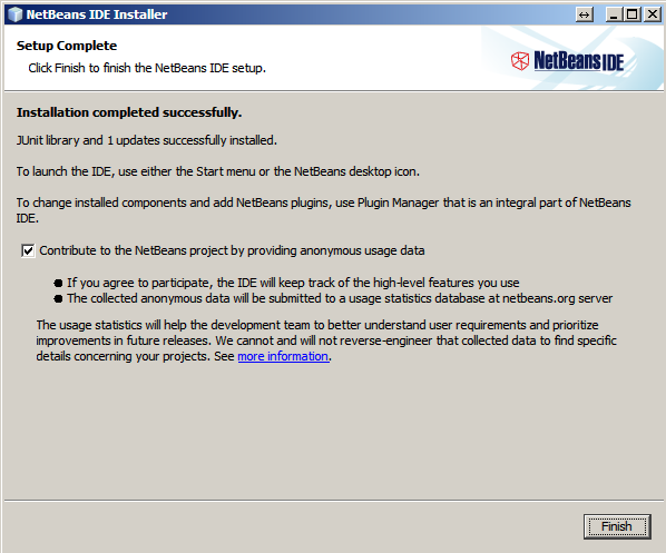 NetBeans. Final de instalacion