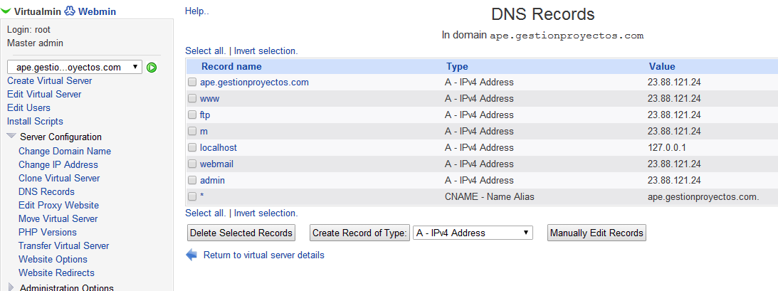 Modificacion DNS para APE