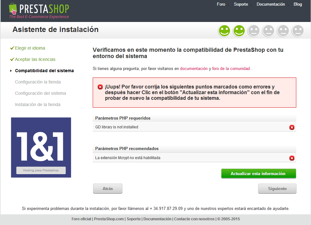Instalacion Prestashop 3 (^Pantalla de error)
