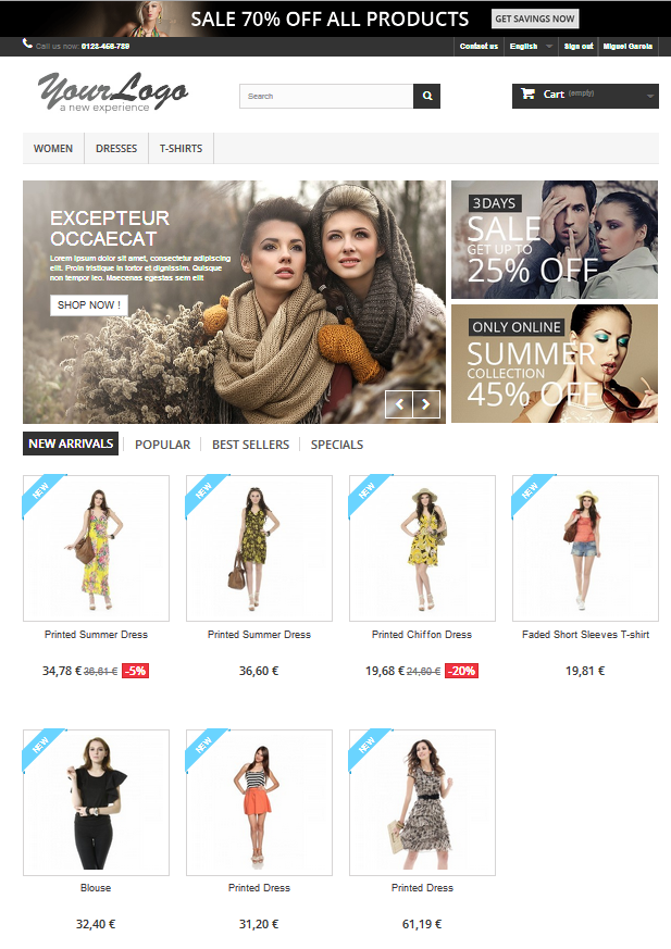 Prestashop. Front Office estandard
