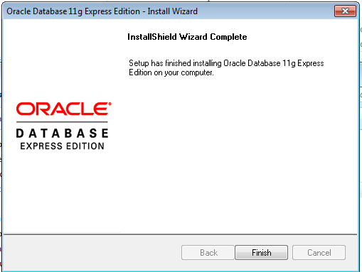 Final instalacion de oracle database express