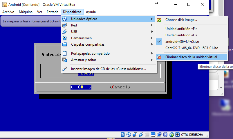 Expulsar CD virtual en VirtualBox