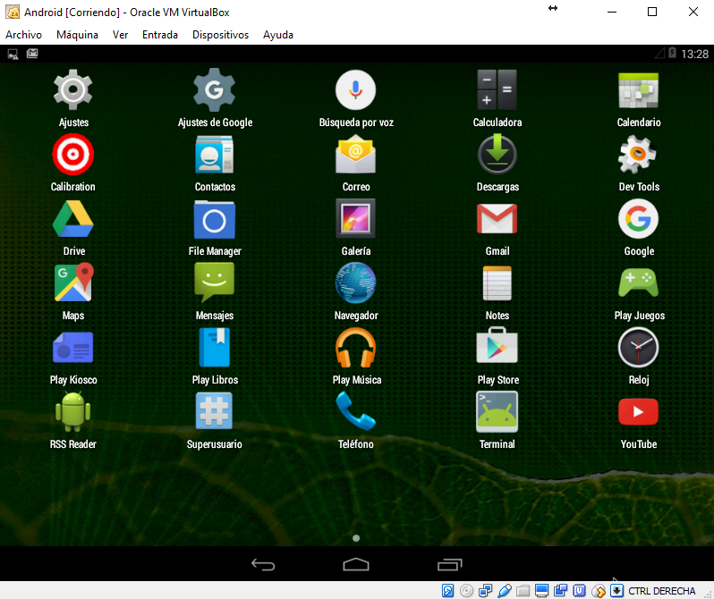 Pantalla de Android en VirtualBox