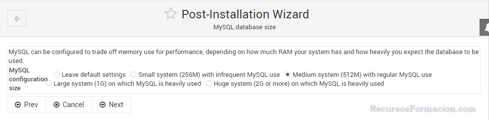 Post installation wizard-Virtualmin-MySQL-Tuning