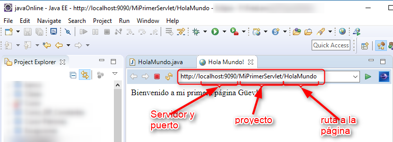 Ejecucuin de servlet en servidor Eclipse-Tomcat